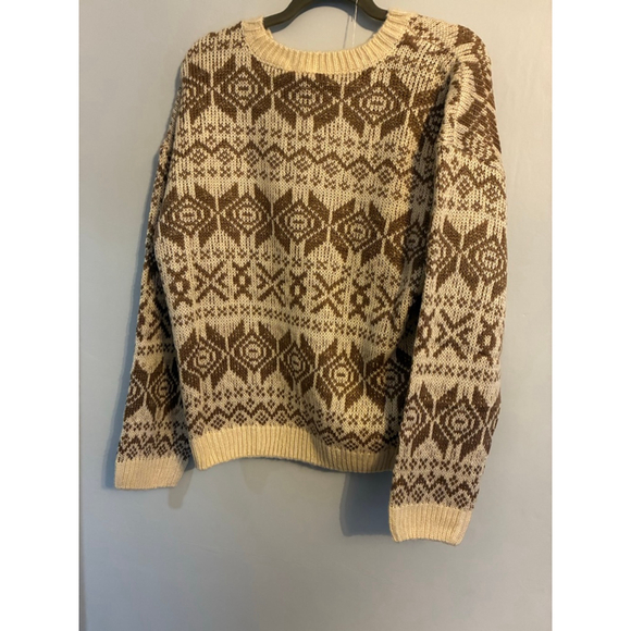 NWT Size Large Cream and Brown Pullover Sweater - Picture 4 of 7